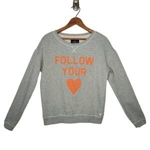 American Eagle Outfitters Women Tops, Grey "Follow Your Heart" Sweatshirt, Sz S